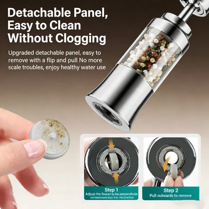 Faucet Filter Universal 360° Swivel Extender Anti-Splash Device with Boosted Water Outlet Nozzle