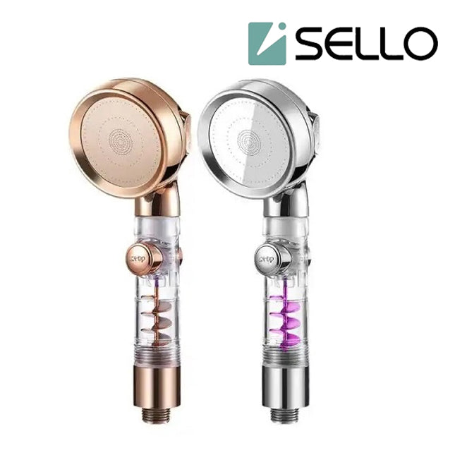 Cabezal de ducha de mano con turboventilador que aumenta la presión del agua